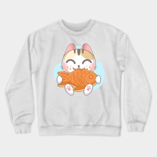 Kitten character eating bungeoppang Crewneck Sweatshirt